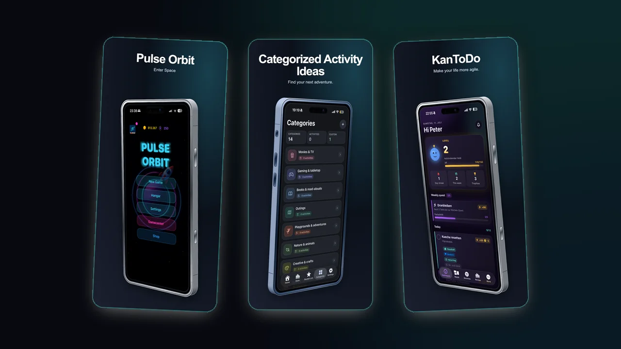A finished mobile app store screenshot layout