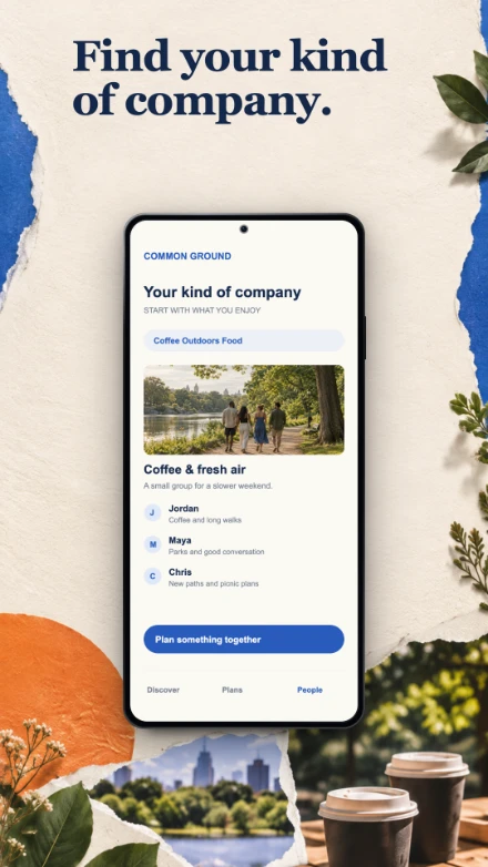 Common Ground, screen 2: Find your kind of company.