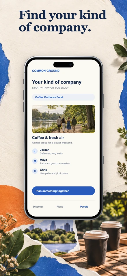 Common Ground, screen 2: Find your kind of company.