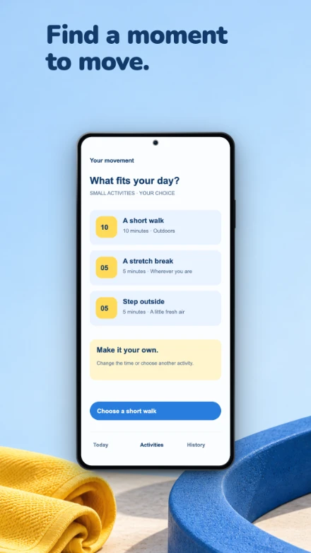 Daily Motion, screen 2: Find a moment to move.