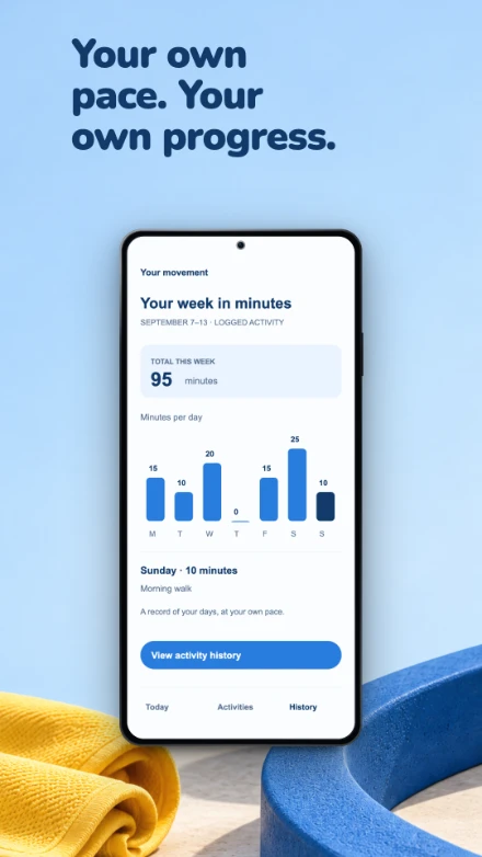 Daily Motion, screen 4: Your own pace. Your own progress.