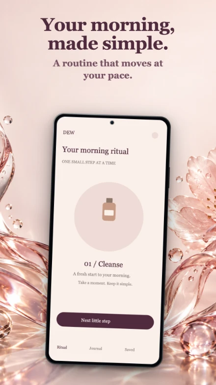 Dew, screen 2: Your morning, made simple.