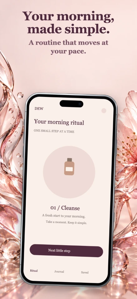 Dew, screen 2: Your morning, made simple.