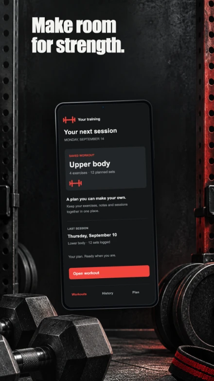 Form & Force, screen 1: Make room for strength.