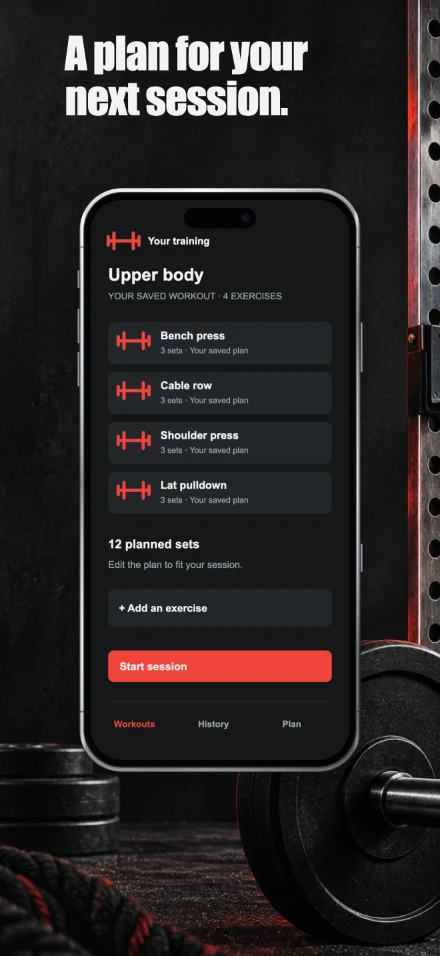 Form & Force, screen 2: A plan for your next session.