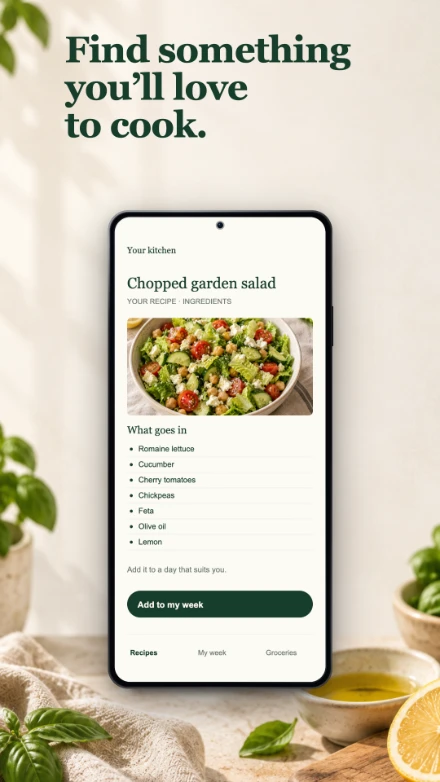 Fresh Table, screen 2: Find something you’ll love to cook.
