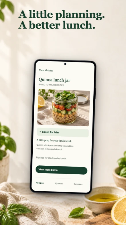 Fresh Table, screen 3: A little planning. A better lunch.