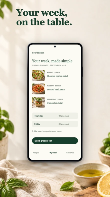 Fresh Table, screen 4: Your week, on the table.