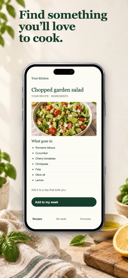 Fresh Table, screen 2: Find something you’ll love to cook.