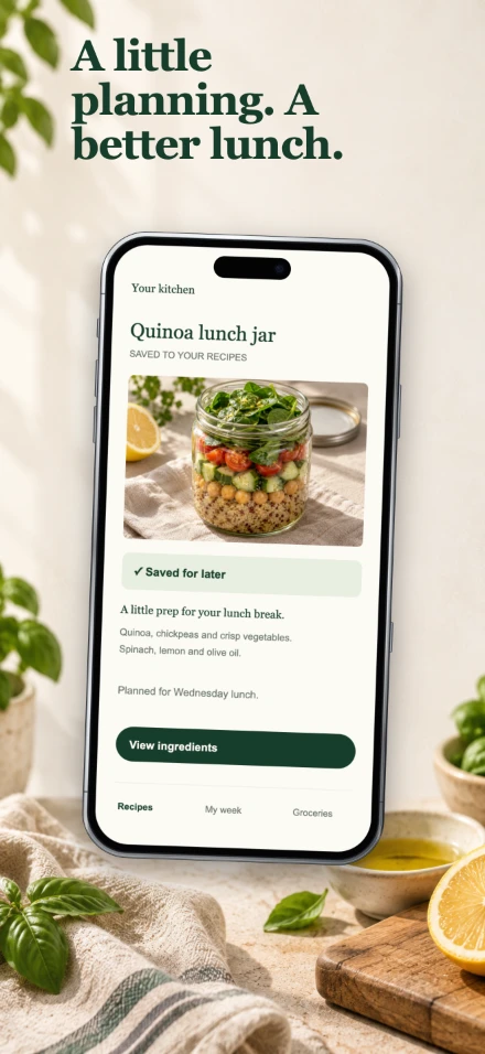 Fresh Table, screen 3: A little planning. A better lunch.