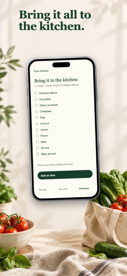 Fresh Table, screen 5: Bring it all to the kitchen.