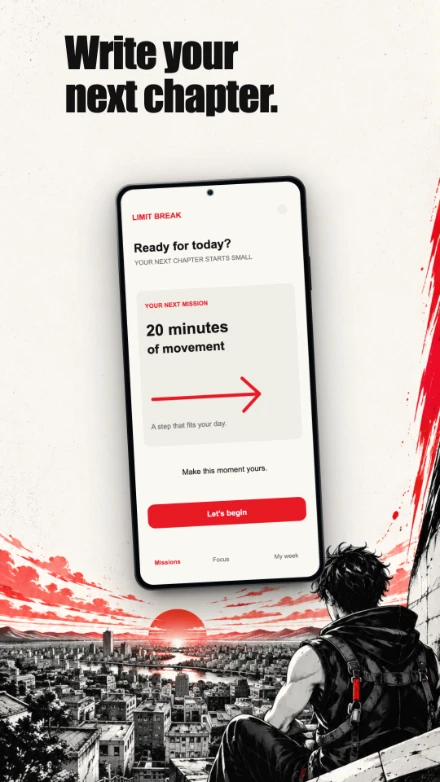 Limit Break, screen 5: Write your next chapter.