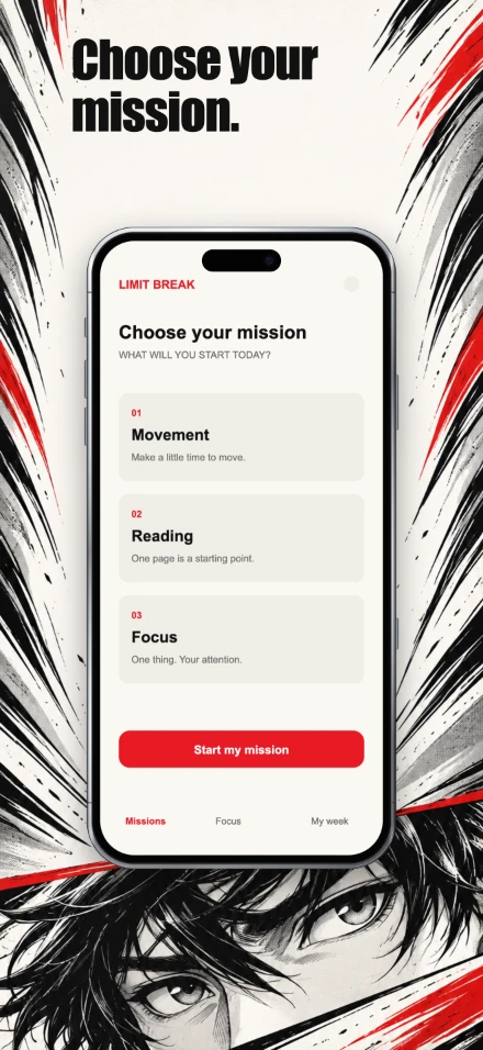 Limit Break, screen 2: Choose your mission.