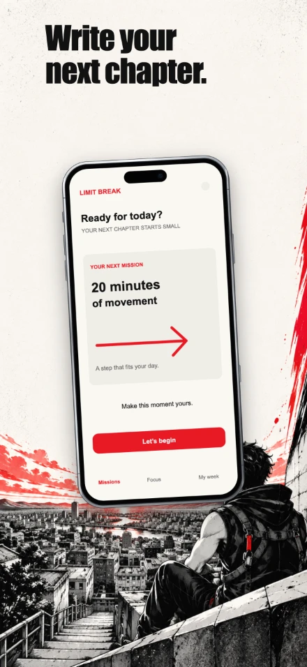 Limit Break, screen 5: Write your next chapter.