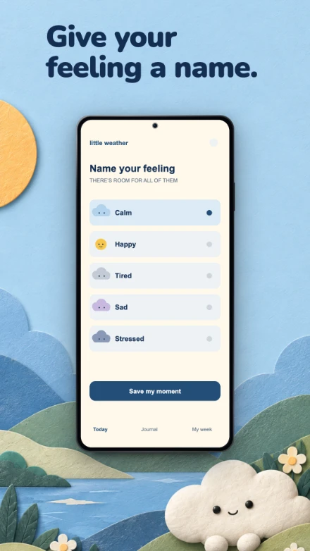 Little Weather, screen 2: Give your feeling a name.