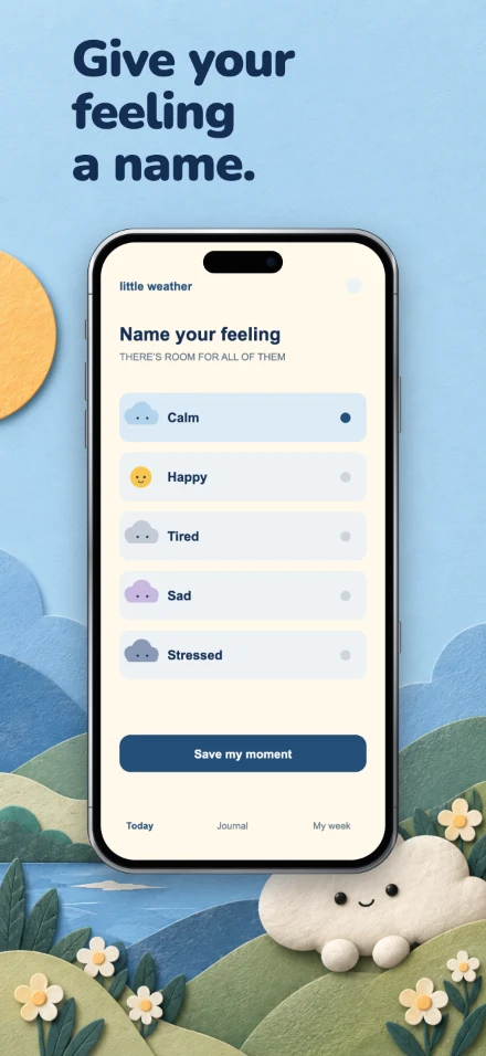 Little Weather, screen 2: Give your feeling a name.
