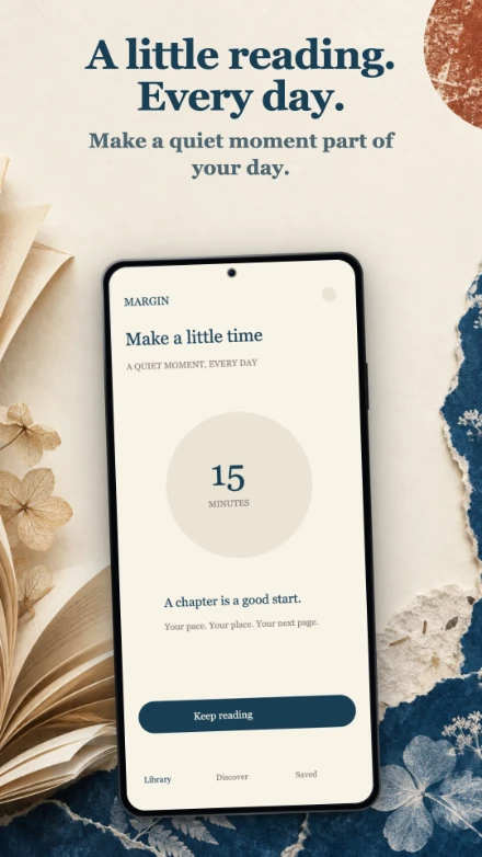 Margin, screen 4: A little reading. Every day.