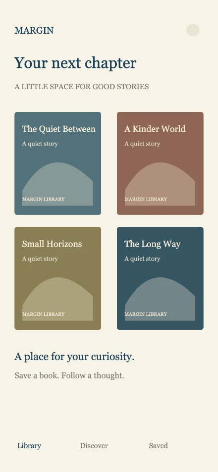 The original fictional Margin app screen
