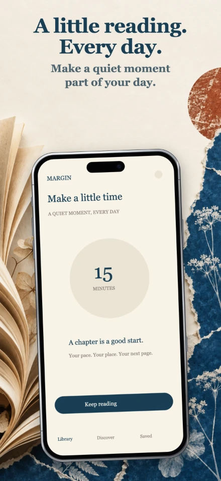 Margin, screen 4: A little reading. Every day.