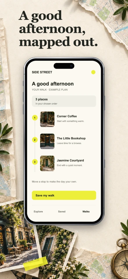 Side Street, screen 4: A good afternoon, mapped out.