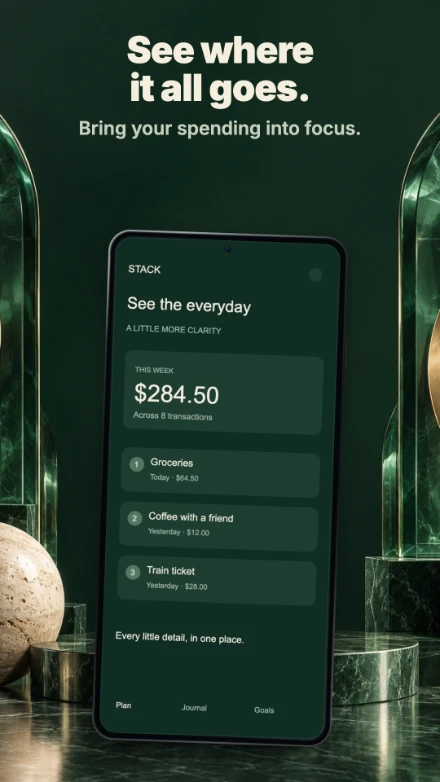 Stack, screen 2: See where it all goes.