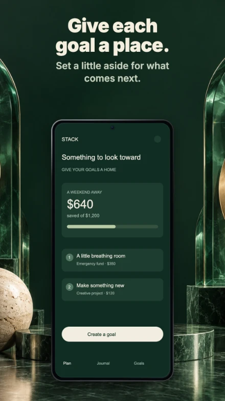 Stack, screen 3: Give each goal a place.