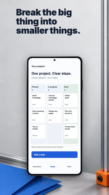 Work in Progress, screen 2: Break the big thing into smaller things.