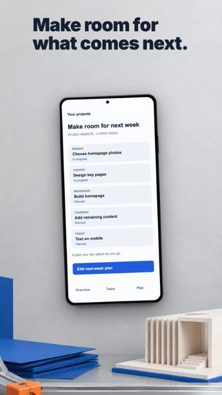 Work in Progress, screen 5: Make room for what comes next.